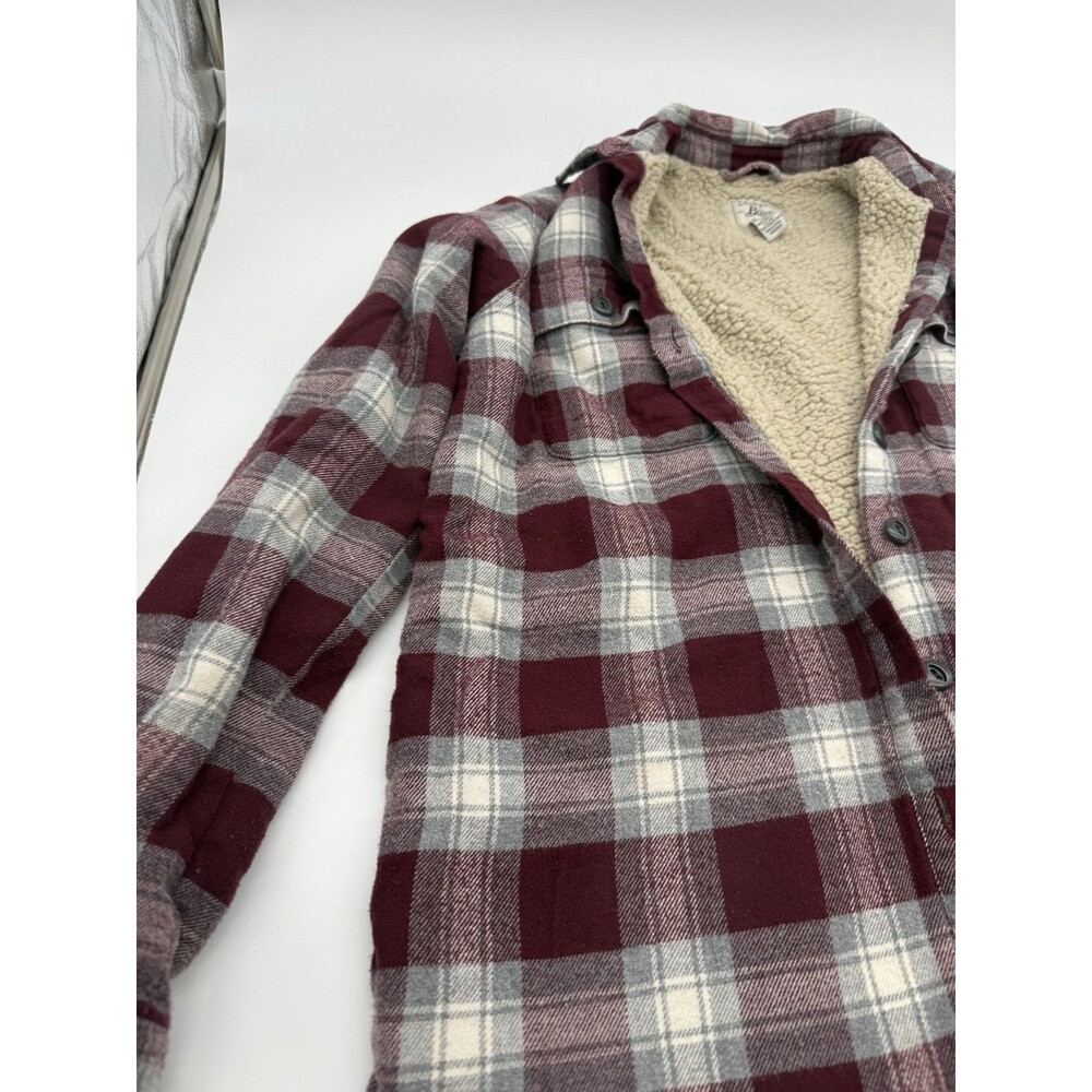 G.H. Bass & CO Sherpa Lined Flannel Jacket Size XS Red/Burgandy Plaid Women's